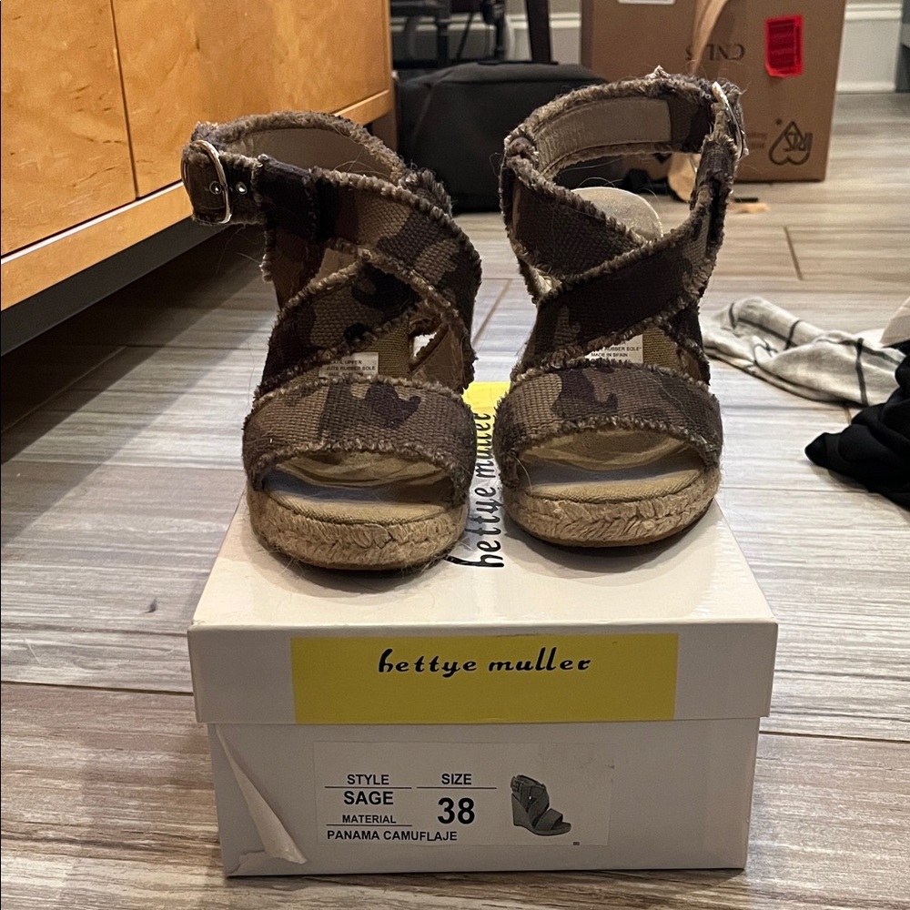 Bettye Muller Camouflage Wedge Sandals